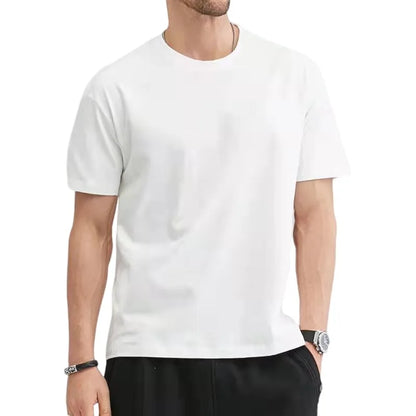 Men Cotton Solid Color T-Shirt - Plus Size