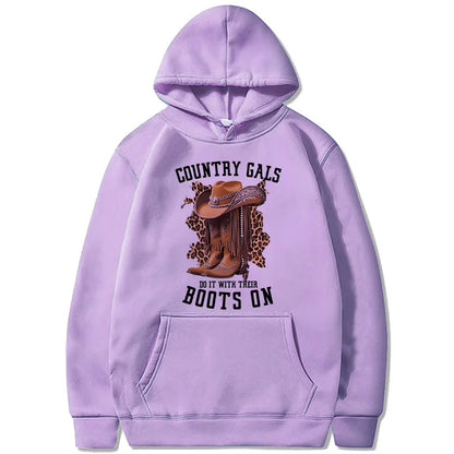 Women's Country Western Cowboy Boots Hoodie - Vintage 90s Sweatshirt