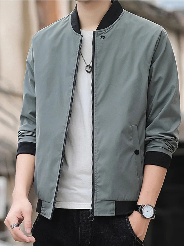 Men Windproof Zip Up Aviator Jacket