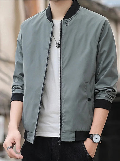 Men Windproof Zip Up Aviator Jacket