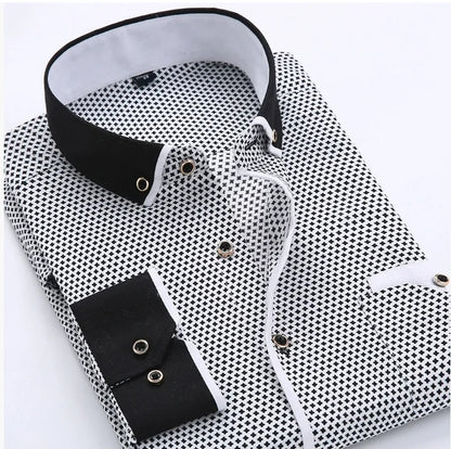 Men Printed Long Sleeve Dress Shirt