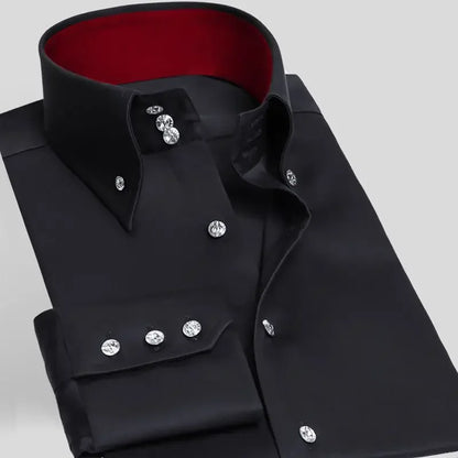 Men Stretch Anti-Wrinkle Long Sleeve Dress Shirt