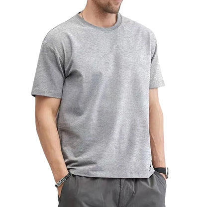 Men Cotton Solid Color T-Shirt - Plus Size