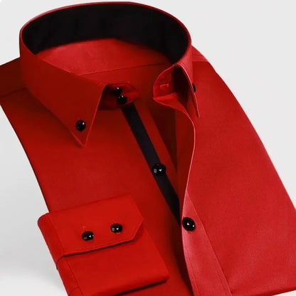 Men Stretch Anti-Wrinkle Long Sleeve Dress Shirt