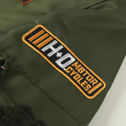 Men Embroidered Eagle Flight Jacket