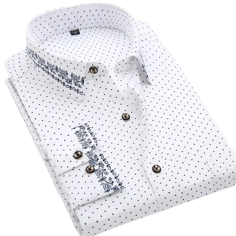 Men Printed Long Sleeve Business Shirt - Non-Iron