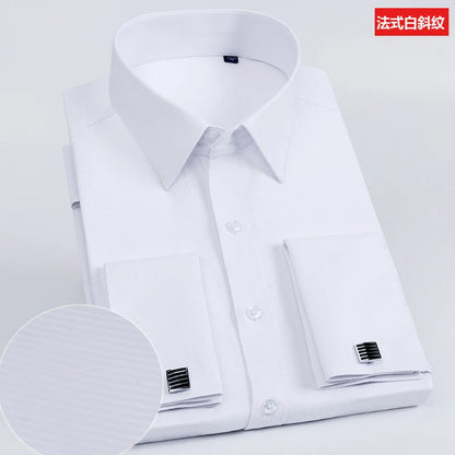 Men French Cuff Long Sleeve Dress Shirt